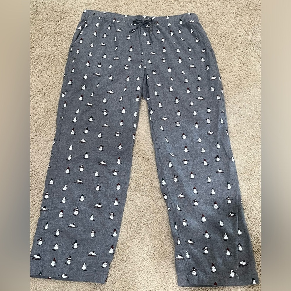 J. Crew Charcoal  FLANNEL SNOWMAN PRINT, PAJAMA PANTS SIZE XL